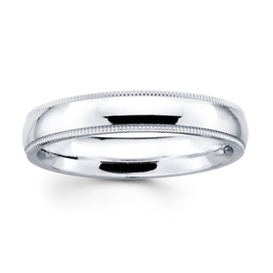 18k White Gold Benchmark 4mm Milgrain Wedding Ring