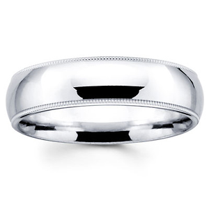 18K White Gold Benchmark 6mm Milgrain Wedding Ring