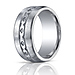 Men's 10mm Comfort-Fit Satin X-Pattern Argentium Silver Band thumb 2