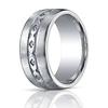 Men's 10mm Comfort-Fit Satin X-Pattern Argentium Silver Band thumb 2