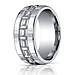 10mm Comfort-Fit T-Pattern Argentium Silver Wedding Band - Men thumb 2