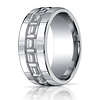 10mm Comfort-Fit T-Pattern Argentium Silver Wedding Band - Men thumb 2