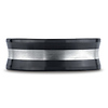 8mm Men's Concave Satin Silver-Inlay Black Ceramic Ring thumb 1