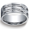 10mm Comfort-Fit High Polished Double Groove Argentium Silver Band thumb 0