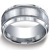 Men's 10mm Satin Rope Edge Comfort-Fit Argentium Silver Wedding Band thumb 0