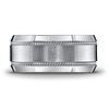 Men's 10mm Satin Rope Edge Comfort-Fit Argentium Silver Wedding Band thumb 1