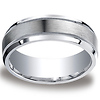 7mm Satin Center with Milgrain Design Argentium Silver Wedding Band thumb 0