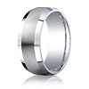 9mm Satin Beveled Comfort-Fit Argentium Silver Men's Wedding Band thumb 2