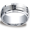 9mm Argentium Silver 12-Black Diamond Wedding Band for Men thumb 0