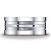 10mm Satin Double Groove & Square Edge Argentium Silver Ring - Men thumb 1