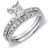 14K Pave Princess Cut Diamond Engagement Ring Set thumb 0