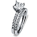 14K Pave Princess Cut Diamond Engagement Ring Set thumb 1