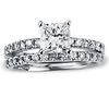 14K Pave Princess Cut Diamond Engagement Ring Set thumb 2