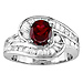 Sterling Silver Synthetic Garnet & Graduated CZ Ring thumb 1