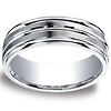 7mm Satin Finished Double Groove Center Argentium Silver Wedding Band thumb 0