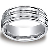 Cobaltchrome 8mm Comfort-Fit Satin-Finished High Polished Center & Round Edge Design Ring thumb 0