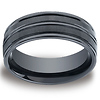 8mm Dual-Finish Grooved Comfort-Fit Black Ceramic Ring - Men thumb 0