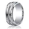 9mm Comfort-Fit Satin Double Groove Center Argentium Silver Band - Men thumb 2