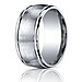 10mm Satin Center Polished Round Edge Argentium Silver Men's Ring thumb 2