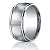 10mm Satin Center Polished Round Edge Argentium Silver Men's Ring thumb 2