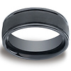 Black Ceramic 8mm Satin Center Comfort-Fit Polished Benchmark Ring thumb 0