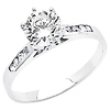 Cathedral Set Round Cut CZ Engagement Ring in 14K White Gold thumb 0