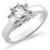 Classic Three Stone Emerald Cut Engagement Ring thumb 0