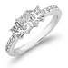 14K White Gold 3 Stone Princess Cut Diamond Wedding Ring Set 0.92ctw thumb 3