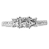 14K White Gold 3 Stone Princess Cut Diamond Wedding Ring Set 0.92ctw thumb 4