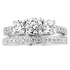 14K White Gold Three-Stone Round Diamond Wedding Ring Set thumb 1