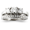 14K White Gold 3 Stone Diamond Wedding Ring Set thumb 1