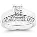 14K White Gold Solitaire Princess Cut Diamond Engagement Ring Set thumb 1