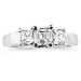 14K Three Stone Asscher Cut Diamond Engagement Ring thumb 1