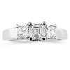 14K Three Stone Asscher Cut Diamond Engagement Ring thumb 1