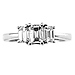 Classic 14K White Gold 3 Stone Emerald Cut Engagement Ring thumb 1