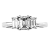 Classic 14K White Gold 3 Stone Emerald Cut Engagement Ring thumb 1