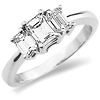 Classic 14K White Gold 3 Stone Emerald Cut Engagement Ring thumb 0