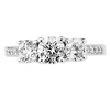 14K Micro Pave 3 Stone Round Diamond Engagement Ring thumb 1