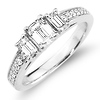 Emerald Cut 14K White Gold Diamond Engagement Ring Set thumb 3
