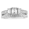 Emerald Cut 14K White Gold Diamond Engagement Ring Set thumb 1