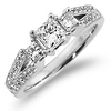 Fancy Three Stone Princess Cut Engagement Ring Set thumb 3