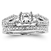 Fancy Three Stone Princess Cut Engagement Ring Set thumb 1