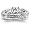Fancy Three Stone Princess Cut Engagement Ring Set thumb 1
