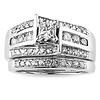 14K White Gold Princess Cut Diamond Engagement Ring Set 1ctw thumb 2