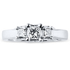 3 Stone 14K White Gold Princess Cut Diamond Engagement Ring thumb 1