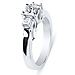 3 Stone 14K White Gold Princess Cut Diamond Engagement Ring thumb 2