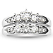 Flawless Three Stone 14K White Gold Diamond Bridal Ring Set thumb 1