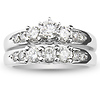 Flawless Three Stone 14K White Gold Diamond Bridal Ring Set thumb 1