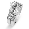 Flawless Three Stone 14K White Gold Diamond Bridal Ring Set thumb 2