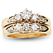 Three Stone 14K Yellow Gold Diamond Wedding Ring Set thumb 1
